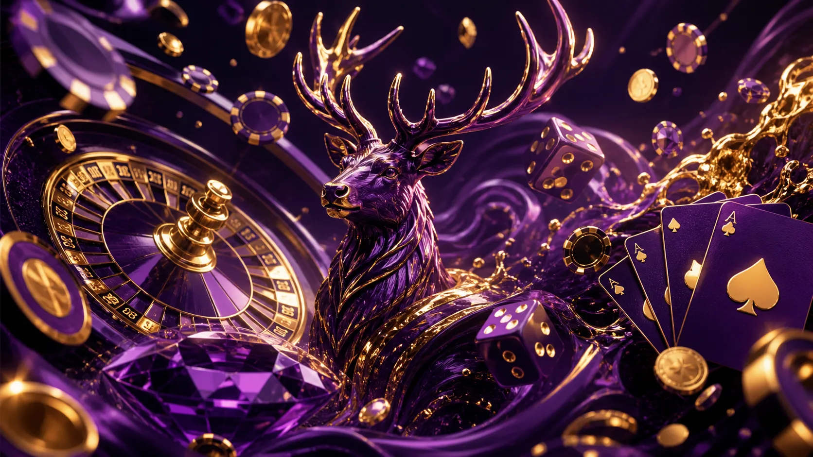 A luxury casino-themed hero banner for Spinstag featuring futuristic holographic elements and vibrant colors, suggesting spee